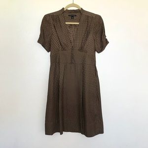 Banana Republic Brown Silk VTG RETRO Dress 50’s
